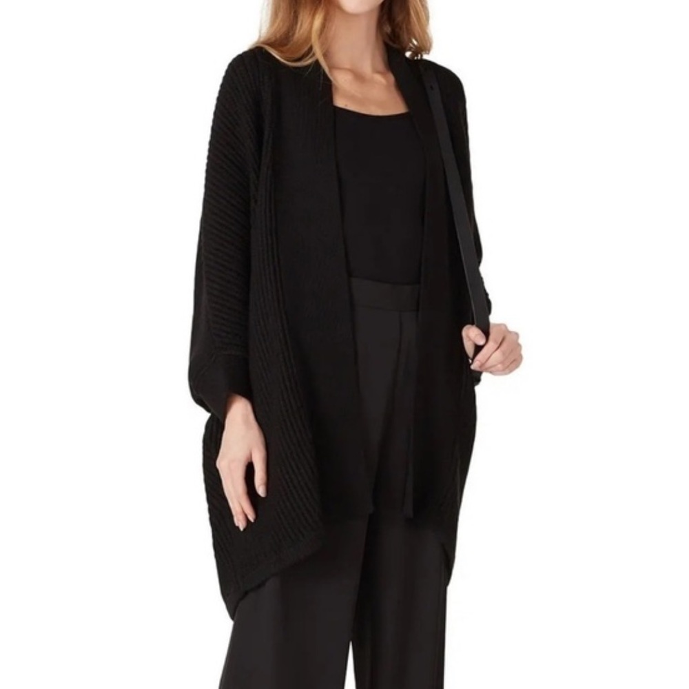 Natori —  Black Chunky Knit Cardigan — Size Small/Medium